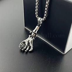 レトロロックパンクメンズスカル304ステンレススチールペンダントネックレス  ステンレス鋼色&nbsp;SP0415