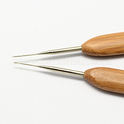 竹ハンドル鉄かぎ針編みのフック針  ペルー  ピン：0.5mm  133~136x13x7mm&nbsp;X-TOOL-R034-0.5mm