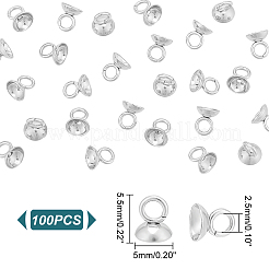 100Pcs 201 Stainless Steel Bead Cap Pendant Bails&nbsp;STAS-UN0042-25B