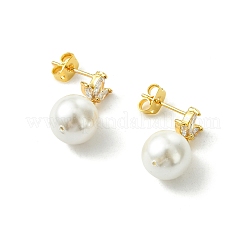 Brass Micro Pave Cubic Zirconia Stud Dangle Earrings for Women&nbsp;EJEW-JE07280-01