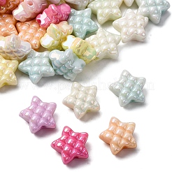 蓄光＆UVメッキ不透明アクリルビーズ  虹色の  タータンの星  暗闇で光る  ミックスカラー  14.5x15.5x7.5mm  穴：2.2mm&nbsp;OACR-G052-08