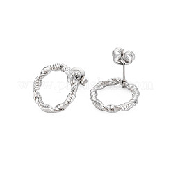 Non-Tarnish 304 Stainless Steel Hollow Ring Stud Earrings for Woman&nbsp;EJEW-N097-003P
