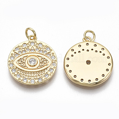 Brass Micro Pave Clear Cubic Zirconia Pendants&nbsp;KK-S356-010G-NF