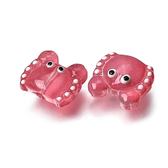 透明ガラスビーズ連売り  エナメル  カニ  淡いバイオレットレッド  12~13x13~14x6~7mm  穴：1mm  約30個/連  13.39インチ（34cm）&nbsp;LAMP-L078-010C