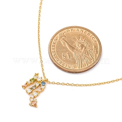 925 Sterling Silver Colorful Cubic Zirconia Constellation Pendant Cable Chain Necklaces for Women&nbsp;STER-R009-01G-07