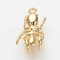 真鍮製チャーム  ニッケルフリー  18KGP本金メッキ  クモ  13x6.5x2mm  穴：1mm&nbsp;LS-KK-Q735-202G