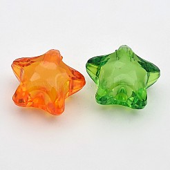 透明なアクリルビーズ  二層ビーズ  スター  ミックスカラー  20x18x12mm  穴：3mm  約270個/500g&nbsp;TACR-S091-20mm-M