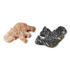 天然混合宝石彫刻ペンダント  象のチャーム  染めと未染色の混合  30~33x40~43x6~7mm  穴：1.8~2mm&nbsp;G-D365-01B