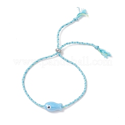 5Pcs Fish Handmade Porcelain Beads Slider Bracelets for Women&nbsp;BJEW-JB13174