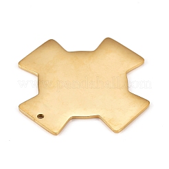 304ステンレスペンダント  鏡面研磨仕上げ  空白タグのスタンプ  レーザー切断  クロス  ゴールドカラー  30x30x0.8mm  穴：1.2mm&nbsp;STAS-L238-095A-G
