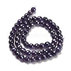 電気メッキ天然アメジストラウンドビーズ連売り  ファセット（128ファセット）  6mm  穴：1.2mm  約63個/連  15.16インチ（38.5cm）&nbsp;G-L598-A05-01