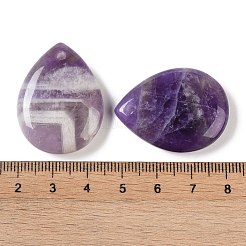 天然石アメジストペンダント  ティアドロップチャーム  33~33.5x24.5~25x7.5~8mm  穴：2~2.3mm&nbsp;G-G115-02I