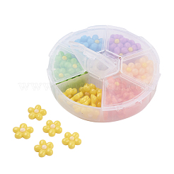 オペーク樹脂カボション  花  ミックスカラー  13x4mm  約10PCS /カラー  60個/箱&nbsp;CRES-JP0001-06