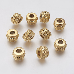 イオンプレーティング（IP）304ステンレススチールヨーロピアンビーズ  大穴ビーズ  コラム  ゴールドカラー  12x8mm  穴：4.5mm&nbsp;STAS-J022-041G