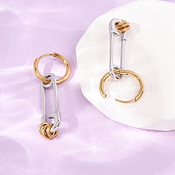 女性用304ステンレスフープピアス  ペーパークリップ  ゴールデン·ステンレス鋼色  45x16mm&nbsp;SA-CBA7B26-03GP-01