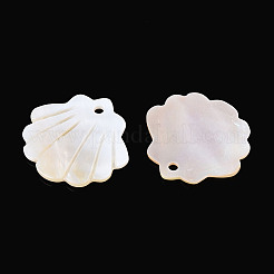 天然貝の彫刻ペンダント  貝殻の形のチャーム  貝殻色  19~20x20.5~21x1~1.5mm  穴：1.8mm&nbsp;BSHE-T014-10
