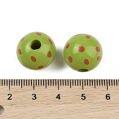 木材ヨーロッパのビーズ  クリスマス ドット ウッドビーズ  ラウンド  オリーブドラブ  16mm  穴：4.7mm&nbsp;WOOD-M014-02A