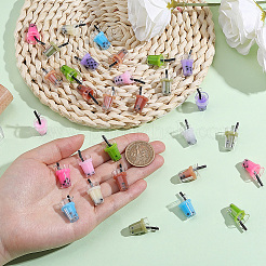 40個10色のプラスチックカップペンダント  模造バブルティーチャーム  樹脂の内側と鉄パーツ  ミックスカラー  23~28x13~17x13mm  穴：1.8mm&nbsp;CRES-SC0003-39