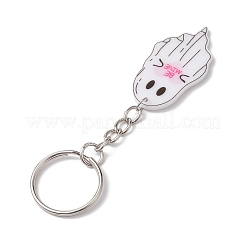 アクリルゴーストキーホルダー  鉄パーツ  ホワイト  9.6cm&nbsp;KEYC-JKC00857-03