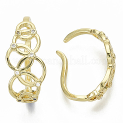 Brass Micro Pave Clear Cubic Zirconia Cuff Earrings&nbsp;EJEW-S201-203G-NF