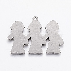 変色しにくい304ステンレススチールペンダント  人間  ステンレス鋼色  25x37x3mm  穴：1.5mm&nbsp;STAS-G172-85P