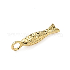真鍮製マイクロパヴェキュービックジルコニアペンダント  魚  18KGP本金メッキ  21x5.5x3mm  穴：2.5mm&nbsp;KK-I371-40G-02