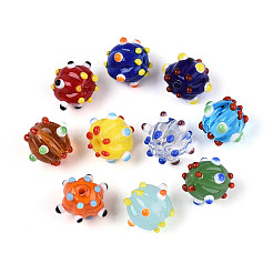 Handmade Pumpkin Spot Lampwork Beads&nbsp;LAMP-P064-02C