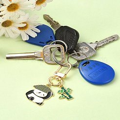 Panda Alloy Enamel Pendant Decorations&nbsp;HJEW-YW00020-01