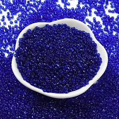 透明な色のガラスシードビーズ  シリンダー  ミディアムブルー  2.5x1.7mm  穴：1.2mm&nbsp;SEED-S042-11A-06