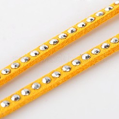 リベットスエード調コード  フェイクレース  アルミニウム  ゴールド  3x2mm  約20ヤード/ロール&nbsp;LW-M001-07