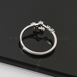 星座ロジウムメッキ 925 スターリングシルバー マイクロパヴェ クリアキュービックジルコニア 調節可能な女性用リング  天秤座  6.5mm  内径：16mm&nbsp;RJEW-P130-01P-J