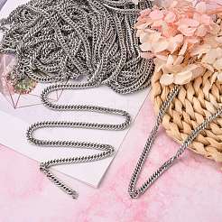 Tarnish Resistant Men's Jewelry Making 304 Stainless Steel Double Link Curb Chains&nbsp;CHS-A003C-0.8mm