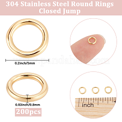 200Pcs 304 Stainless Steel Round Rings&nbsp;STAS-BBC0010-21B