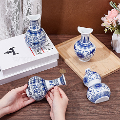 4個 4スタイル 磁器造花吊り花瓶  壁掛け花瓶ラック  ミッドナイトブルー  44~140x78~88x46~145mm  1個/スタイル&nbsp;AJEW-OC0005-85A