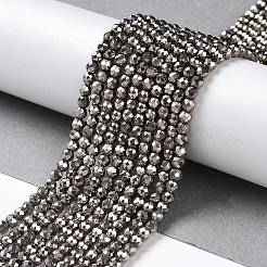 電気メッキガラスビーズセット  フルメッキ  多面カットラウンド  銀メッキ  3x2.5mm  穴：0.7mm  約130~135個/連  33~36cm&nbsp;GLAA-H021-01B-FP12