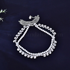 Alloy Crystal Rhinestone Teardrop with Plastic Imitation Pearl Beaded Double Layer Waist Belly Chains for Women&nbsp;FS-WG13B7D-01