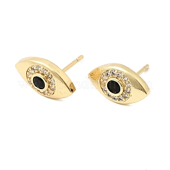 Eyes Brass Micro Pave Cubic Zirconia Stud Earrings&nbsp;EJEW-C186-20G-02
