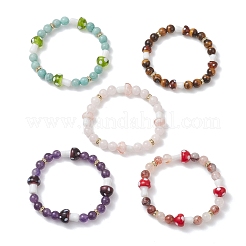 Natural Gemstone & Lampwork Beads Stretch Bracelets for Women&nbsp;BJEW-JB13317