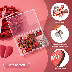40Pcs 4 Style Valentine's Day Theme Natural Wood Stud Earrings&nbsp;EJEW-TA0001-27