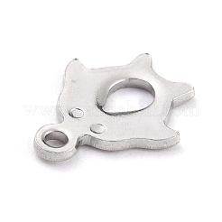 変色しない304ステンレススチールチャーム  ダブルイルカ  ステンレス鋼色  12.5x10.5x1mm  穴：1.2mm&nbsp;STAS-F266-10P