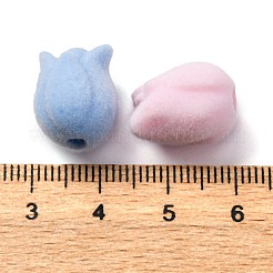 フロッキーレジンビーズ  チューリップ  ミックスカラー  16x12x12mm  穴：2.5mm&nbsp;FIND-S001-07