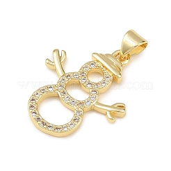 Christmas Brass Micro Pave Cubic Zirconia Pendants&nbsp;KK-B164-02G-01