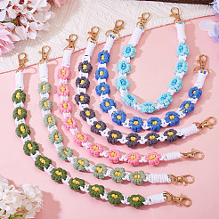 6個 6色コットンコードニットデイジーカップベルト  合金スイベルクラスプ付き  ミックスカラー  350x22x10mm  1pc /カラー&nbsp;AJEW-TA0002-37