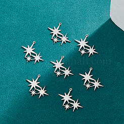 201ステンレススチールペンダント16個  スター  ステンレス鋼色  23x27x1.5mm  穴：1mm&nbsp;STAS-DC0016-89P