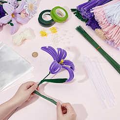 DIYぬいぐるみスティックセット  パイプクリーナー  ポリエステルシェニールステム  鉄の茎の花棒  プラスチック製のパーツと  造花ブーケサポート用  ミックスカラー  300~305x6.5~7mm  約98~100個/セット&nbsp;DIY-OC0015-61