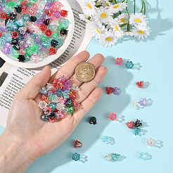 500 個 10 色のアクリルビーズキャップ  花  ミックスカラー  11x10mm  50個/カラー&nbsp;OACR-SC0002-32