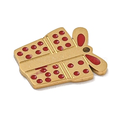 クリスマステーマ 304 ステンレススチール エナメルチャーム  14KGP本金メッキ  ボックス  13x11.5x1mm  穴：1mm&nbsp;STAS-Z093-02C