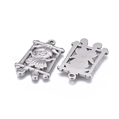 変色しない304ステンレススチールペンダント  スイングガール  ステンレス鋼色  29.5x20x2mm  穴：1.6mm&nbsp;STAS-F249-02P