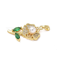 Brass Micro Pave Cubic Zirconia Pendants&nbsp;KK-P334-22G