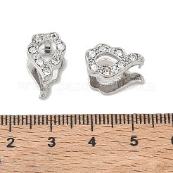 真鍮ラインストーンアイスピックピンチベイル  長持ちメッキ  ラックめっき  鉛フリー＆カドミウムフリー  プラチナ  14x9.5x10mm  ピン：1mm&nbsp;KK-CBA6305-14P-A